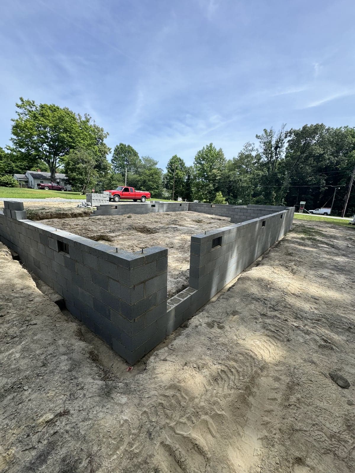 Residential CMU block foundation